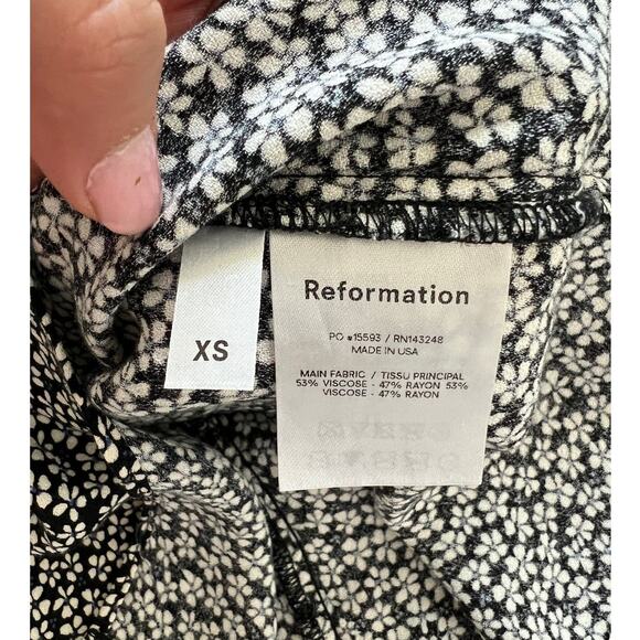 REFORMATION Marlowe Ditsy Floral Print Black & White Mini Dress Slip Dress - Picture 6 of 8